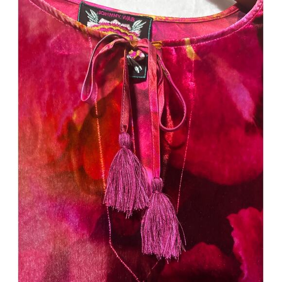 NWT | Size XXL | JOHNNY WAS Women’s Vesna Velvet Velour Silk-Blend Shift Dress - Picture 4 of 13